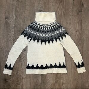 Gap Fair Isle Oversized Turtleneck Sweater Size S Alpaca Wool Blend
